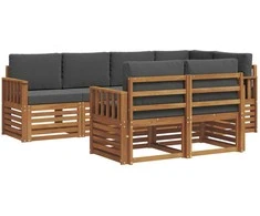Lauko baldų komplektas Sekcijos sofų komplektas 7 pcs Natūralus ir antracitas