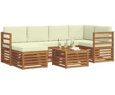 Sekcijos sofų komplektas 7 pcs Natūralus ir grietinėlė