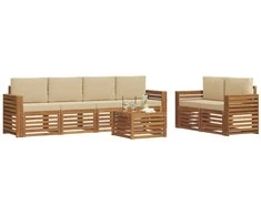 Lauko sofos komplektas su pagalve 7 pcs Natūralus ir bežinis