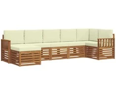Sekcijos sofų komplektas 7 pcs Natūralus ir grietinėlė
