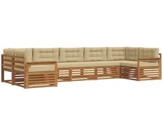 Lauko baldų komplektas Lauko sofos komplektas su pagalve 7 pcs Natūralus ir bežinis