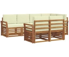 Sekcijos sofų komplektas 7 pcs Natūralus ir grietinėlė