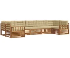 Lauko sofos komplektas su pagalve 7 pcs Natūralus ir bežinis