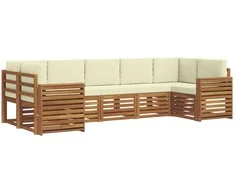 Sekcijos sofų komplektas 7 pcs Natūralus ir grietinėlė