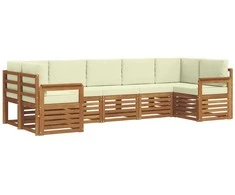 Sekcijos sofų komplektas 7 pcs Natūralus ir grietinėlė