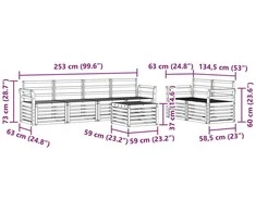 Lauko sofos komplektas 7 vnt. Natūralus ir antracitas