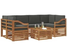 Lauko sofos komplektas su pagalve 7 pcs Natūralus ir antracitas