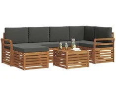 Sekcijos sofų komplektas 7 pcs Natūralus ir antracitas