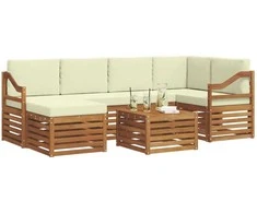 Sekcijos sofų komplektas 7 pcs Natūralus ir grietinėlė