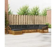 Sofa Lauko sofos komplektas su pagalve 7 pcs Natūralus ir antracitas