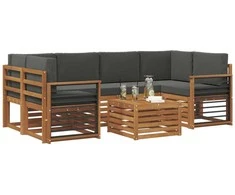 Lauko sofos komplektas su pagalve 7 pcs Natūralus ir antracitas