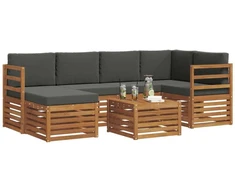 Sekcijos sofų komplektas 7 pcs Natūralus ir antracitas