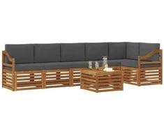 Sekcijos sofų komplektas 7 pcs Natūralus ir antracitas
