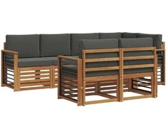 Lauko baldų komplektas Sekcijos sofų komplektas 7 pcs Natūralus ir antracitas