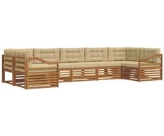 Lauko baldų komplektas Lauko sofos komplektas su pagalve 7 pcs Natūralus ir bežinis