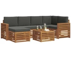 Lauko baldų komplektas Sekcijos sofų komplektas 7 pcs Natūralus ir antracitas