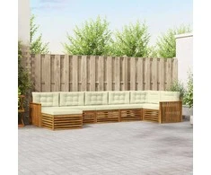Sofa Lauko sofos komplektas su pagalve 7 pcs Natūralus ir grietinėlė