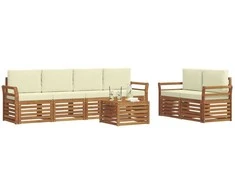 Lauko sofos komplektas su pagalve 7 pcs Natūralus ir grietinėlė