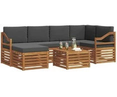 Sekcijos sofų komplektas 7 pcs Natūralus ir antracitas