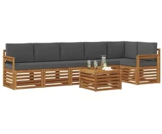 Lauko baldų komplektas Sekcijos sofų komplektas 7 pcs Natūralus ir antracitas