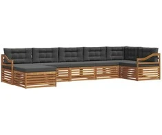 Sofa Lauko sofos komplektas su pagalve 7 pcs Natūralus ir antracitas