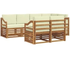 Sekcijos sofų komplektas 7 pcs Natūralus ir grietinėlė