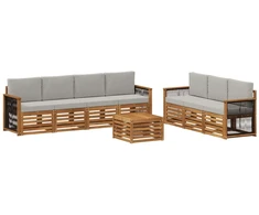 Sofų komplektai su pagalve 8 pcs Kietos akacijos mediena