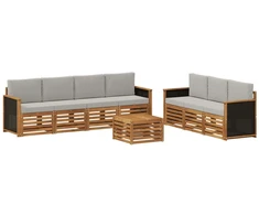 Sofų komplektai su pagalve 8 pcs Kietos akacijos mediena