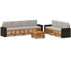 Sofų komplektai su pagalve 8 pcs Kietos akacijos mediena