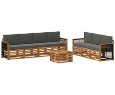 Sofų komplektai su pagalve 8 pcs Kietos akacijos mediena
