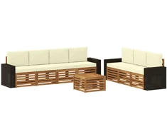 Sofų komplektai su pagalve 8 pcs Kietos akacijos mediena