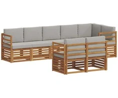 Lauko baldų komplektas Sofų komplektai su pagalve 8 pcs Natūrali ir šviesiai pilka