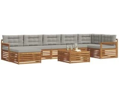 Sofa Lauko sofos komplektas 8 pcs Natūrali ir šviesiai pilka