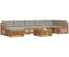 Sofa Lauko sofos komplektas 8 pcs Natūrali ir šviesiai pilka