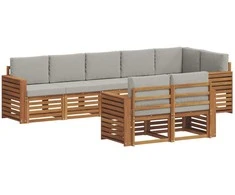 Sofų komplektai su pagalve 8 pcs Natūrali ir šviesiai pilka