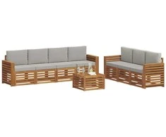 Sofų komplektai su pagalve 8 pcs Natūrali ir šviesiai pilka