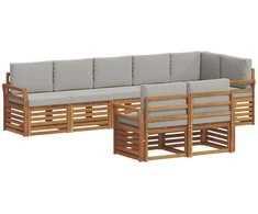 Sofų komplektai su pagalve 8 pcs Natūrali ir šviesiai pilka