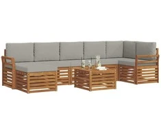 Lauko sofos komplektas 8 pcs Natūrali ir šviesiai pilka