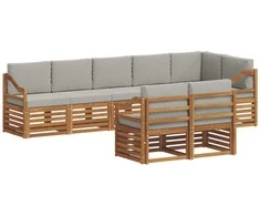 Sofų komplektai su pagalve 8 pcs Natūrali ir šviesiai pilka