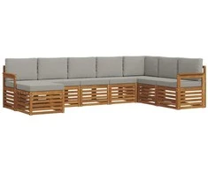 Lauko sofos komplektas 8 pcs Natūrali ir šviesiai pilka