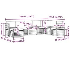 Lauko sofos komplektas 8 vnt. Natūrali ir šviesiai pilka