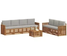 Sofų komplektai su pagalve 8 pcs Natūrali ir šviesiai pilka
