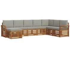 Lauko sofos komplektas 8 pcs Natūrali ir šviesiai pilka