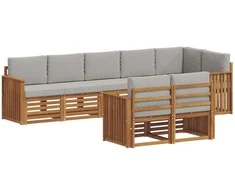 Sofų komplektai su pagalve 8 pcs Natūrali ir šviesiai pilka