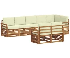 Sofų komplektai su pagalve 8 pcs Natūralus ir grietinėlė