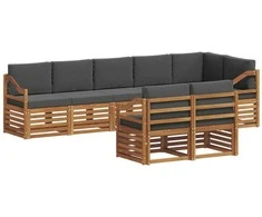Lauko baldų komplektas Sofų komplektai su pagalve 8 pcs Natūralus ir antracitas