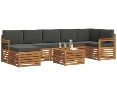 Lauko sofos komplektas su pagalve 8 pcs Natūralus ir antracitas