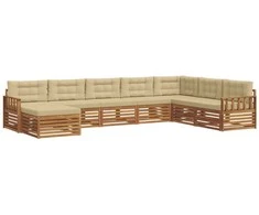 Lauko sofos komplektas su pagalve 8 pcs Natūralus ir bežinis