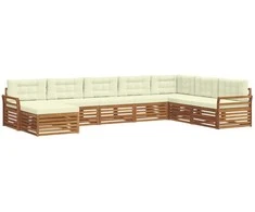 Lauko baldų komplektas Lauko sofos komplektas su pagalve 8 pcs Natūralus ir grietinėlė