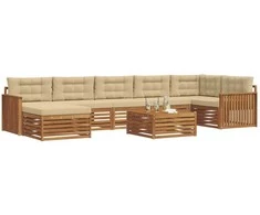 Sofa Lauko sofos komplektas su pagalve 8 pcs Natūralus ir bežinis